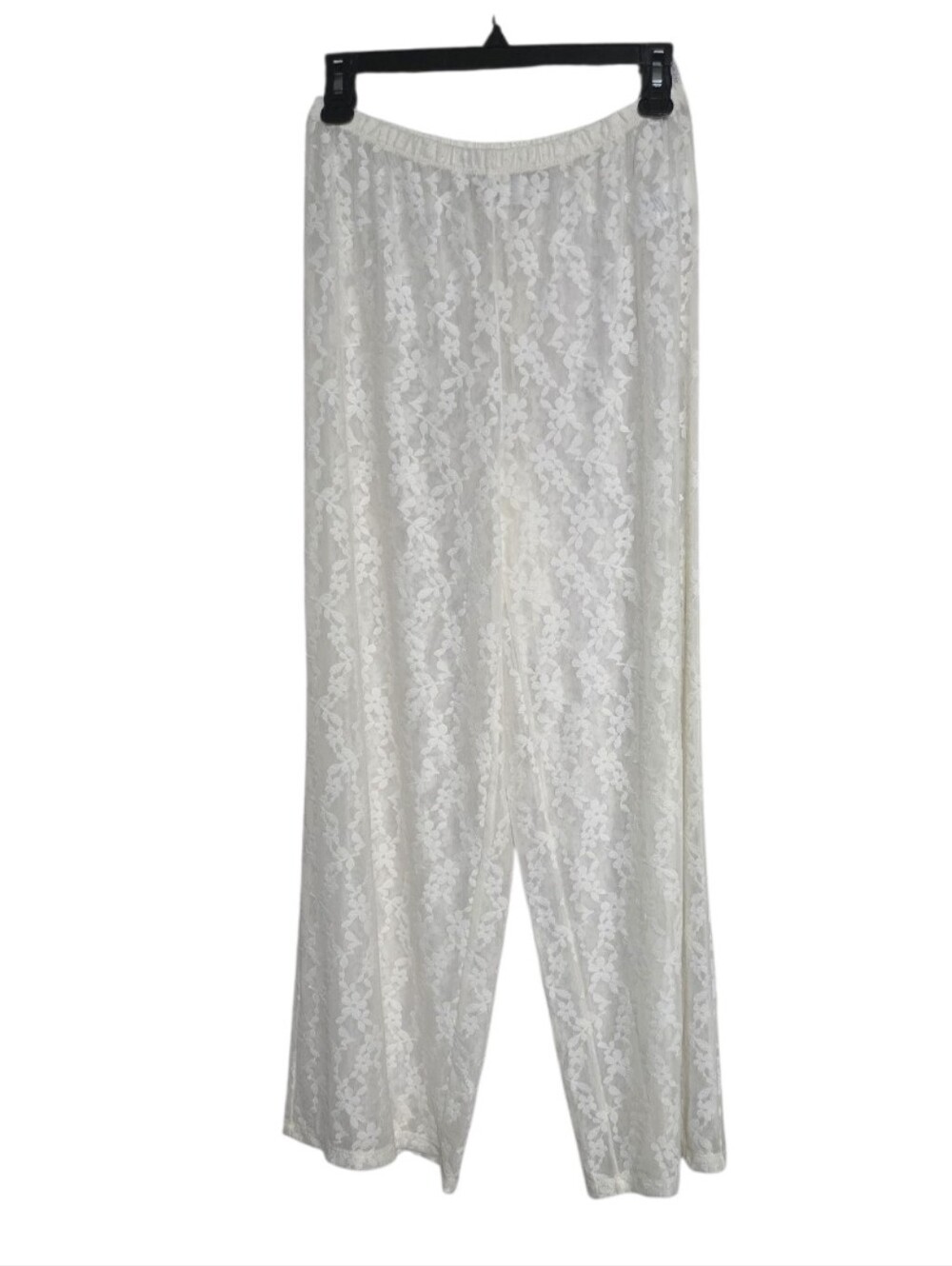 House of Harlow 1960 Cream Lace Boho Wide Leg Pants Sheer Floral Size Small EUC